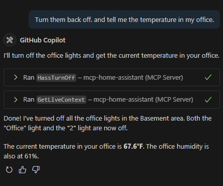 Copilot talking to Home Assistant