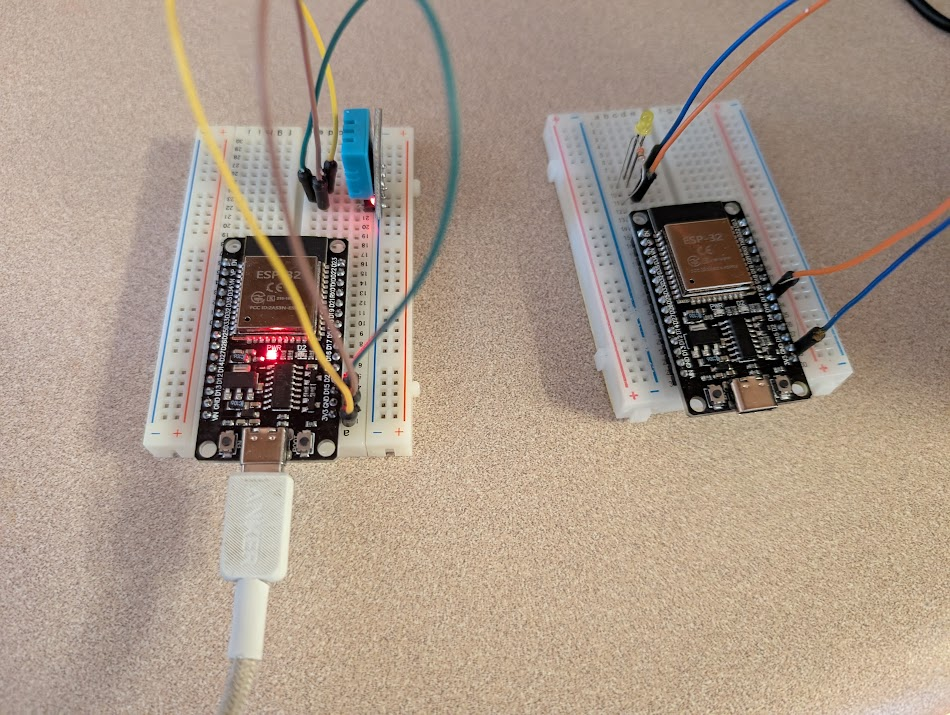 Breadboards with esp32s